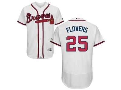 Men's Majestic Atlanta Braves #25 Tyler Flowers White Flexbase Authentic Collection MLB Jersey