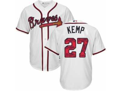 Men's Majestic Atlanta Braves #27 Matt Kemp Authentic White Team Logo Fashion Cool Base MLB Jersey