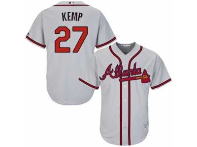 Men's Majestic Atlanta Braves #27 Matt Kemp Replica Grey Road Cool Base MLB Jersey