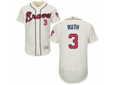 Men's Majestic Atlanta Braves #3 Babe Ruth Cream Flexbase Authentic Collection MLB Jersey