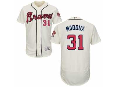 Men's Majestic Atlanta Braves #31 Greg Maddux Cream Flexbase Authentic Collection MLB Jersey