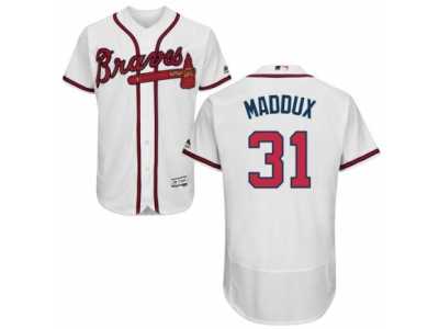 Men's Majestic Atlanta Braves #31 Greg Maddux White Flexbase Authentic Collection MLB Jersey