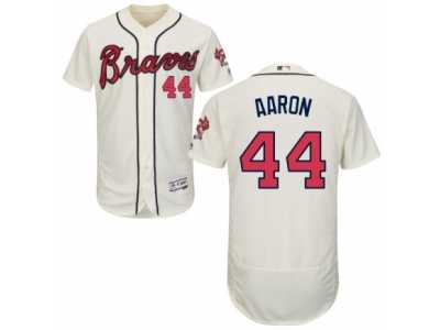 Men's Majestic Atlanta Braves #44 Hank Aaron Cream Flexbase Authentic Collection MLB Jersey