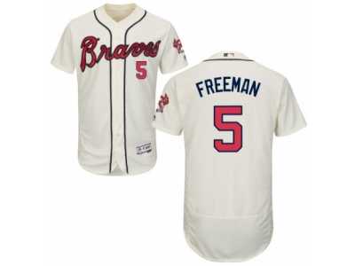 Men's Majestic Atlanta Braves #5 Freddie Freeman Cream Flexbase Authentic Collection MLB Jersey