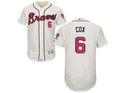 Men's Majestic Atlanta Braves #6 Bobby Cox Cream Flexbase Authentic Collection MLB Jersey