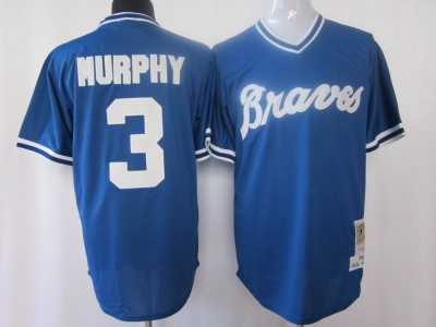 mlb mlb mesh batting practice jersey atlanta braves #3 murphy m&n dk.blue 1981 TOP