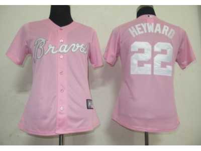 MLB Women Jerseys Atlanta Braves #22 Heyward Pink