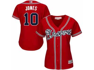 Women's Atlanta Braves #10 Chipper Jones Red Alternate Stitched MLB Jersey