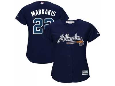 Women's Atlanta Braves #22 Nick Markakis Navy Blue Alternate Stitched MLB Jersey