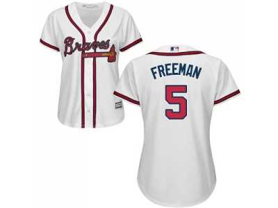 Women's Atlanta Braves #5 Freddie Freeman White Home Stitched MLB Jersey