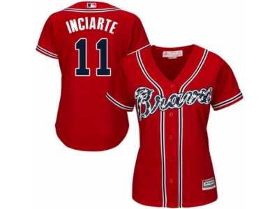 Women's Majestic Atlanta Braves #11 Ender Inciarte Replica Red Alternate Cool Base MLB Jersey