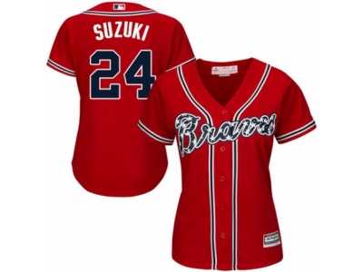 Women's Majestic Atlanta Braves #24 Kurt Suzuki Replica Red Alternate Cool Base MLB Jersey