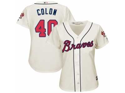 Women's Majestic Atlanta Braves #40 Bartolo Colon Authentic Cream Alternate 2 Cool Base MLB Jersey