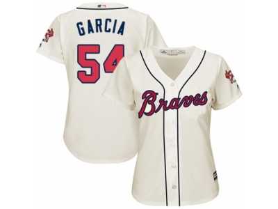 Women's Majestic Atlanta Braves #54 Jamie Garcia Authentic Cream Alternate 2 Cool Base MLB Jersey