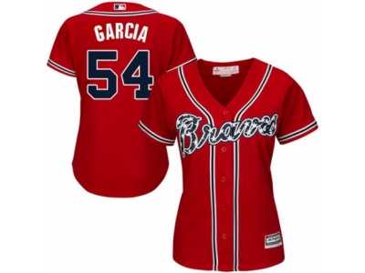 Women's Majestic Atlanta Braves #54 Jamie Garcia Replica Red Alternate Cool Base MLB Jersey