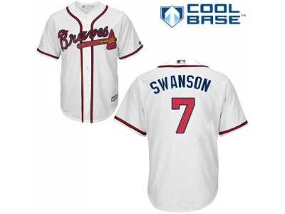 Youth Atlanta Braves #7 Dansby Swanson White Cool Base Stitched MLB Jersey