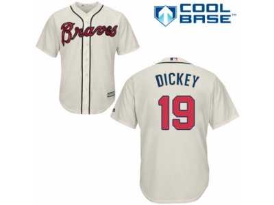 Youth Majestic Atlanta Braves #19 R.A. Dickey Replica Cream Alternate 2 Cool Base MLB Jersey