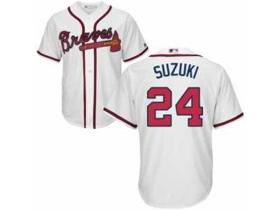 Youth Majestic Atlanta Braves #24 Kurt Suzuki Authentic White Home Cool Base MLB Jersey