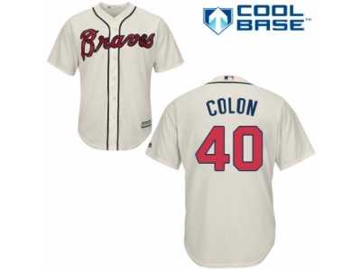 Youth Majestic Atlanta Braves #40 Bartolo Colon Replica Cream Alternate 2 Cool Base MLB Jersey