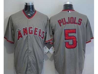 Los Angeles Angels Of Anaheim #5 Albert Pujols Grey New Cool Base Stitched Baseball Jersey