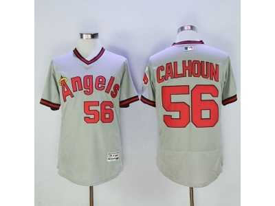 Men Los Angeles Angels Of Anaheim #56 Kole Calhoun Gray Flexbase Authentic Collection Cooperstown Stitched Jersey