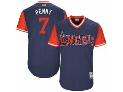 Men's Los Angeles Angels Cliff Pennington #7 Penny Majestic Navy 2017 Players Weekend Authentic Jersey