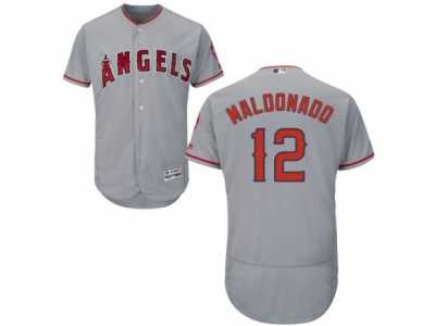 Men's Majestic Los Angeles Angels of Anaheim #12 Martin Maldonado Grey Flexbase Authentic Collection MLB Jersey