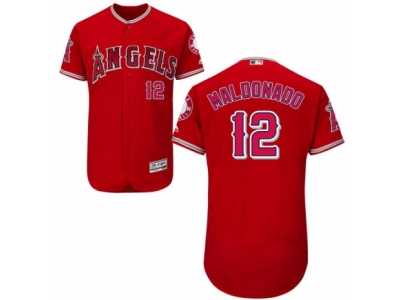 Men\'s Majestic Los Angeles Angels of Anaheim #12 Martin Maldonado Red Alternate Flexbase Authentic Collection MLB Jersey