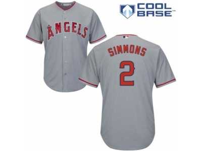 Men's Majestic Los Angeles Angels of Anaheim #2 Andrelton Simmons Replica Grey Road Cool Base MLB Jersey