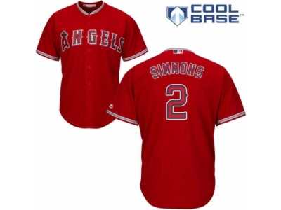 Men's Majestic Los Angeles Angels of Anaheim #2 Andrelton Simmons Replica Red Alternate Cool Base MLB Jersey
