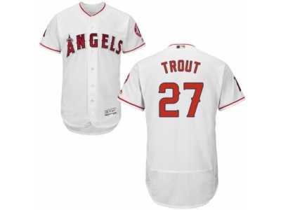 Men's Majestic Los Angeles Angels of Anaheim #27 Mike Trout White Flexbase Authentic Collection MLB Jersey