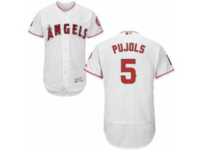 Men's Majestic Los Angeles Angels of Anaheim #5 Albert Pujols White Flexbase Authentic Collection MLB Jersey