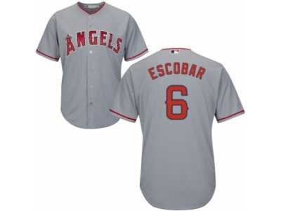 Men's Majestic Los Angeles Angels of Anaheim #6 Yunel Escobar Replica Grey Road Cool Base MLB Jersey