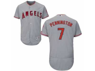 Men\'s Majestic Los Angeles Angels of Anaheim #7 Cliff Pennington Grey Flexbase Authentic Collection MLB Jersey