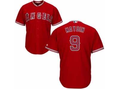 Men's Majestic Los Angeles Angels of Anaheim #9 Cameron Maybin Replica Red Alternate Cool Base MLB Jersey