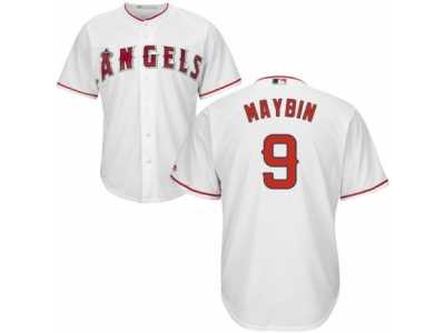 Men\'s Majestic Los Angeles Angels of Anaheim #9 Cameron Maybin Replica White Home Cool Base MLB Jersey