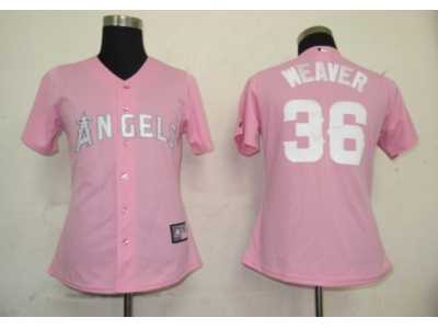 MLB Women Jerseys Los Angeles Angels #36 Weaver Pink