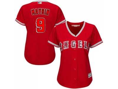 Women's Los Angeles Angels Of Anaheim #9 Cameron Maybin Red Alternate Stitched MLB Jersey