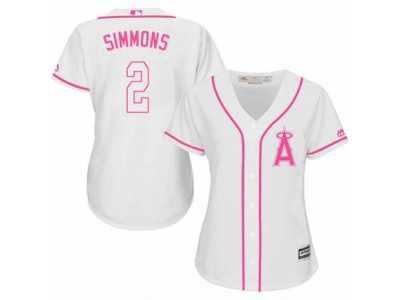 Women's Majestic Los Angeles Angels of Anaheim #2 Andrelton Simmons Authentic White Fashion Cool Base MLB Jersey