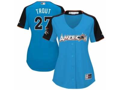 Women's Majestic Los Angeles Angels of Anaheim #27 Mike Trout Replica Blue American League 2017 MLB All-Star MLB Jersey