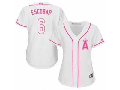 Women's Majestic Los Angeles Angels of Anaheim #6 Yunel Escobar Authentic White Fashion Cool Base MLB Jersey
