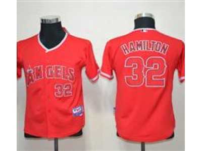 Youth MLB Los Angeles Angels #32 Josh Hamilton red jerseys