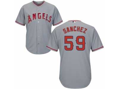 Youth Majestic Los Angeles Angels of Anaheim #59 Tony Sanchez Replica Grey Road Cool Base MLB Jersey