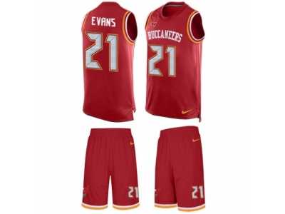 Men's Nike Tampa Bay Buccaneers #21 Justin Evans Limited Red Tank Top Suit NFL Jersey
