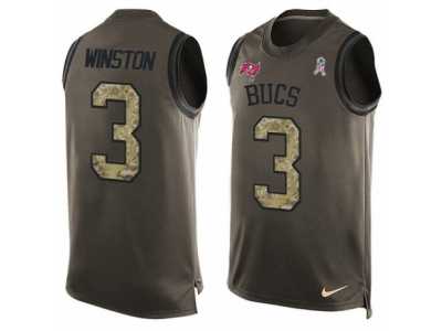 Men's Nike Tampa Bay Buccaneers #3 Jameis Winston Limited Green Salute to Service Tank Top NFL Jersey