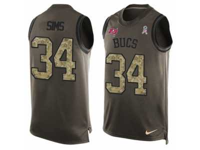 Men's Nike Tampa Bay Buccaneers #34 Charles Sims Limited Green Salute to Service Tank Top NFL Jersey