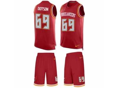 Men's Nike Tampa Bay Buccaneers #69 Demar Dotson Limited Red Tank Top Suit NFL Jersey