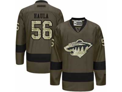 Men's Reebok Minnesota Wild #56 Erik Haula Authentic Green Salute to Service NHL Jersey