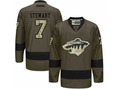 Men's Reebok Minnesota Wild #7 Chris Stewart Authentic Green Salute to Service NHL Jersey