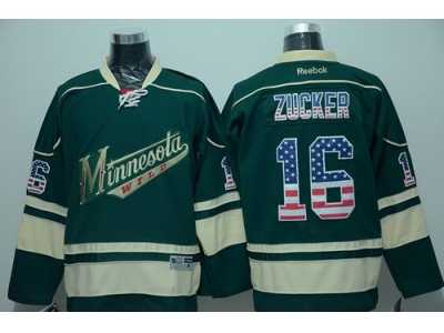 Minnesota Wild #16 Jason Zucker Green USA Flag Fashion Stitched NHL Jersey